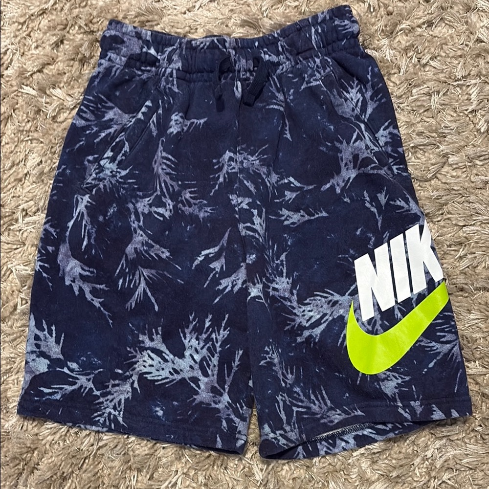 Nike Navy and Lime Graphic Shorts